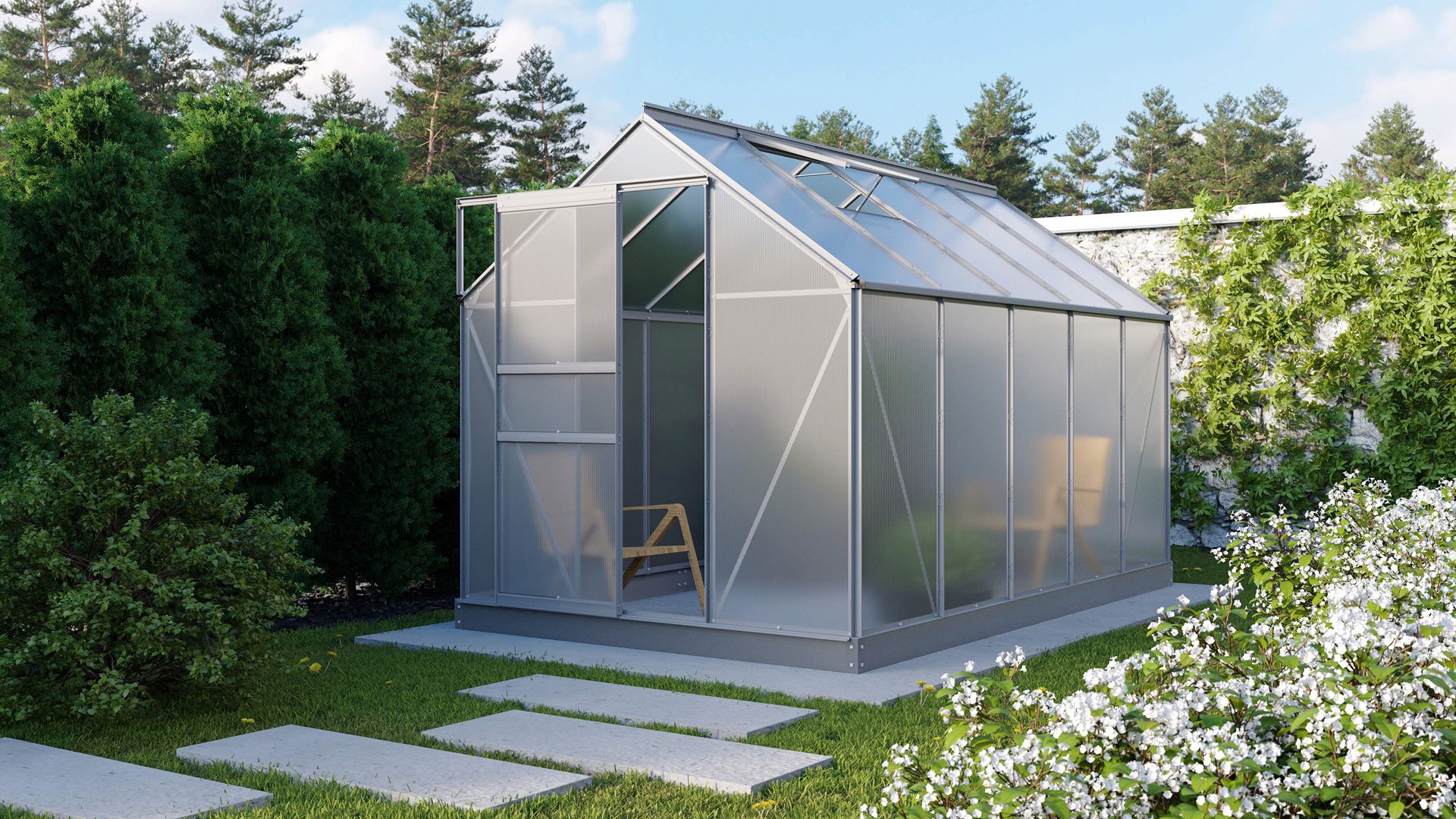 Vitavia Planet serre - 6,2m² - met 6 mm polycarbonaat - Aluminium afbeelding