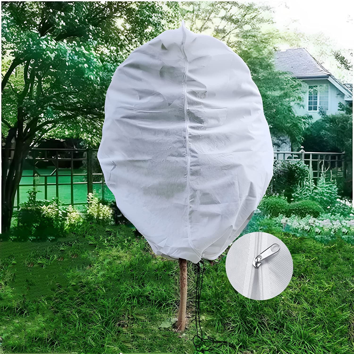 Famiflora vorstbeschermhoes met rits&trekkoord - wit - 200x240 cm afbeelding