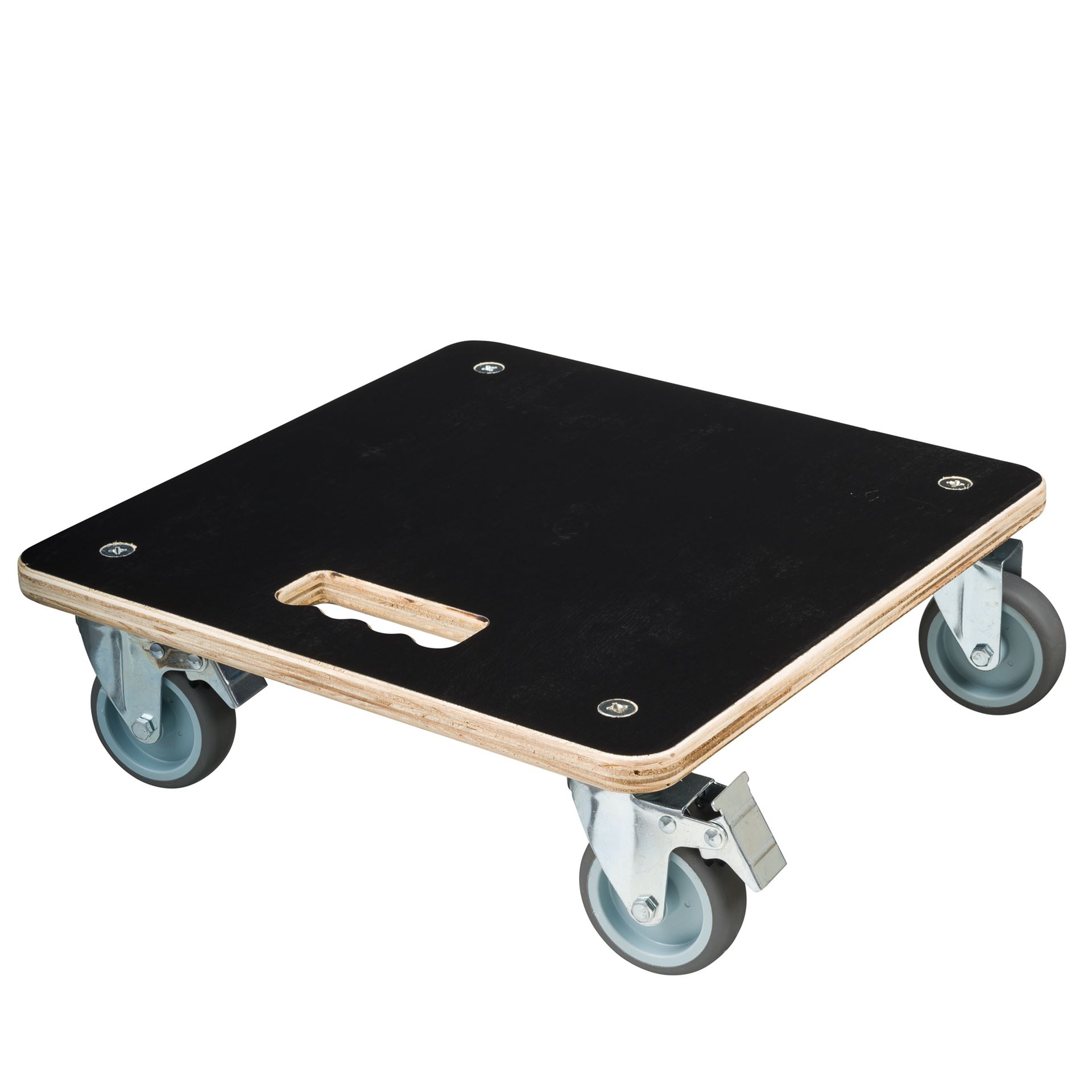 Nature vierkante planttrolley zwart hout - H11 x 38 x 38cm - Tot 250kg afbeelding