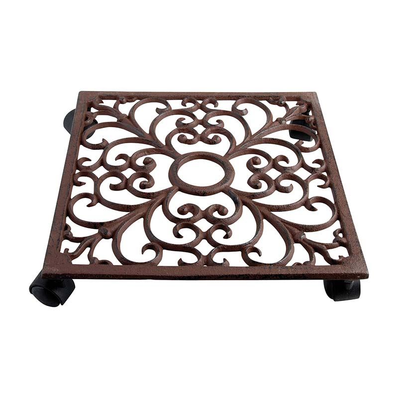 Esschert Design plantentrolley vierkant - LxBxH: 28,1x28,1x6,5cm afbeelding