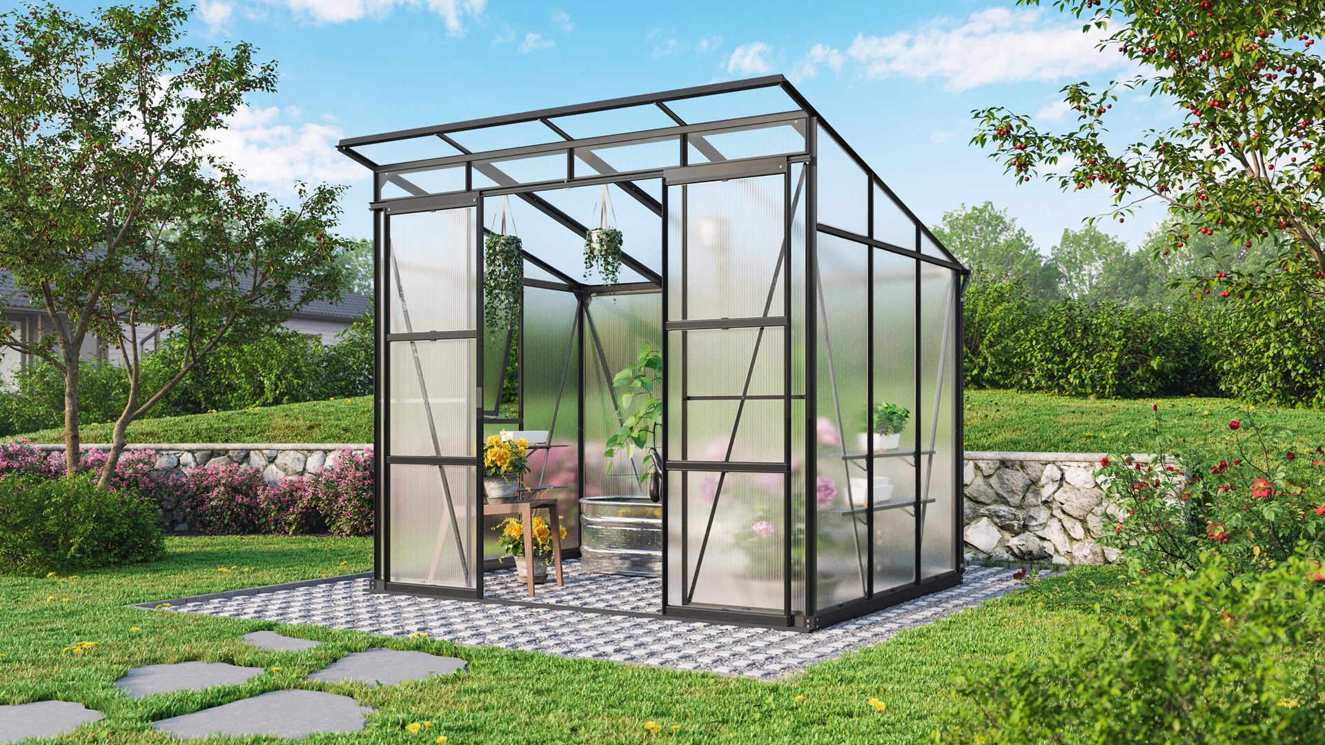 Vitavia Playa serre - 5,9m² - met 6 mm polycarbonaat - Zwart afbeelding
