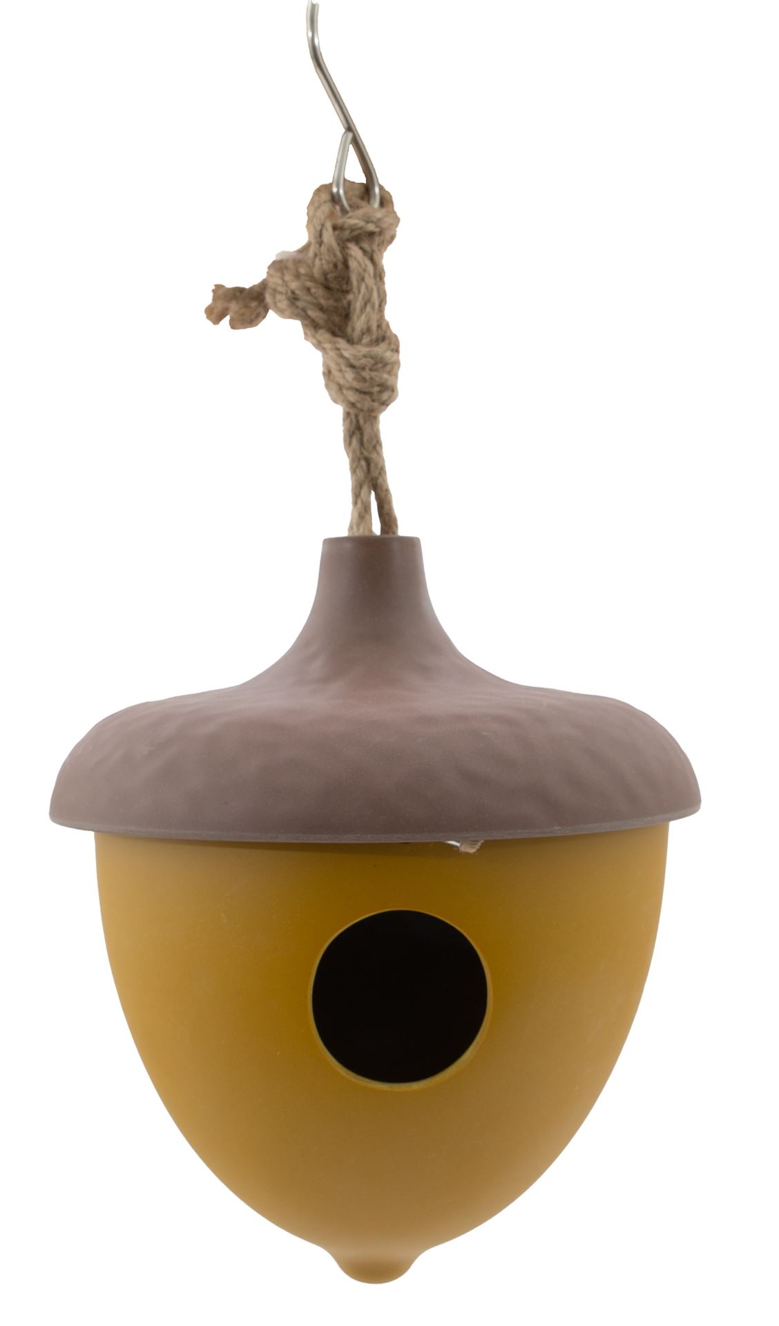 Point-Virgule nestkast uit bamboevezel in eikelvorm - okergeel - Diameter 16 x H18 cm afbeelding