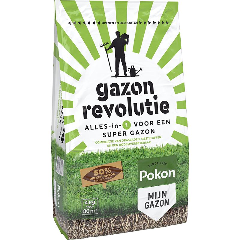 Pokon gazonmeststof 4kg voor 80m² - Gazon Revolutie - 3-in-1 afbeelding