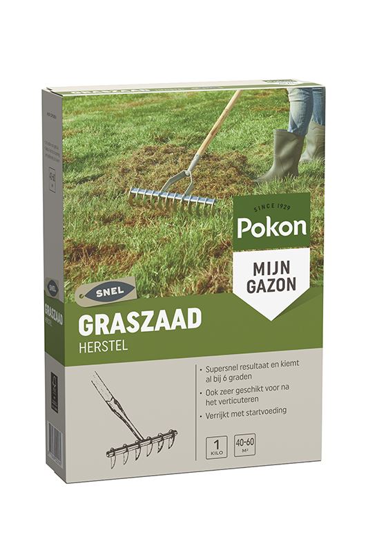 Pokon Graszaad 1kg voor 40-60m² - Herstel SOS - Graszaden - Voor Gazonherstel - Supersnel Kiemend - Verrijkt met Startvoeding afbeelding