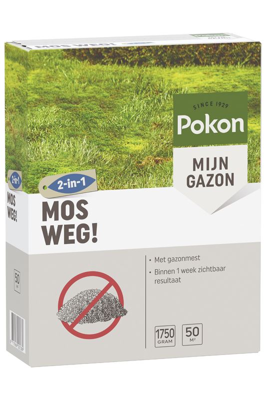 Pokon Mos Weg! - 1,75kg - Voor 50m² - Bestrijdt Mos&Voedt Gazon - Binnen 1 Week Resultaat afbeelding