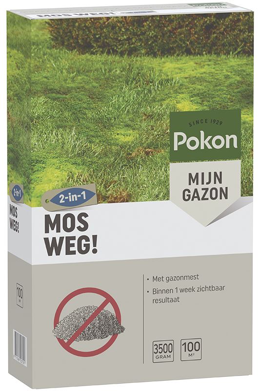 Pokon Mos Weg! - 3,5kg - Voor 100m² - Bestrijdt Mos&Voedt Gazon - Binnen 1 Week Resultaat afbeelding