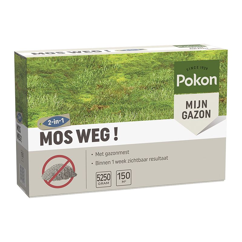 Pokon Mos Weg! - 5,25kg - Voor 150m² - Bestrijdt Mos&Voedt Gazon - Binnen 1 Week Resultaat afbeelding