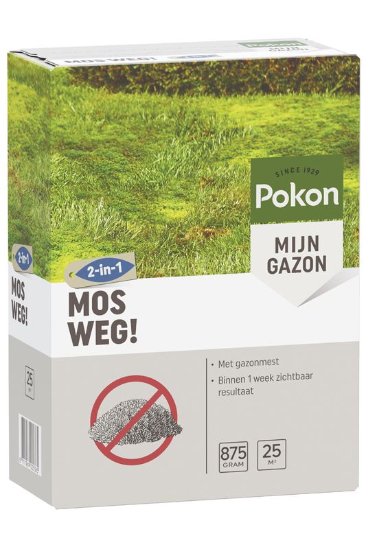Pokon Mos Weg! - 875gr - Voor 25m² - Bestrijdt Mos&Voedt Gazon - Binnen 1 Week Resultaat afbeelding