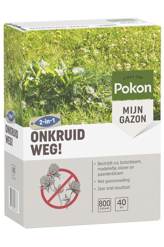 Pokon Onkruid Weg! - 800gr - Voor 40m² - Bestrijdt Onkruid - Met Gazonmest - Effectief afbeelding
