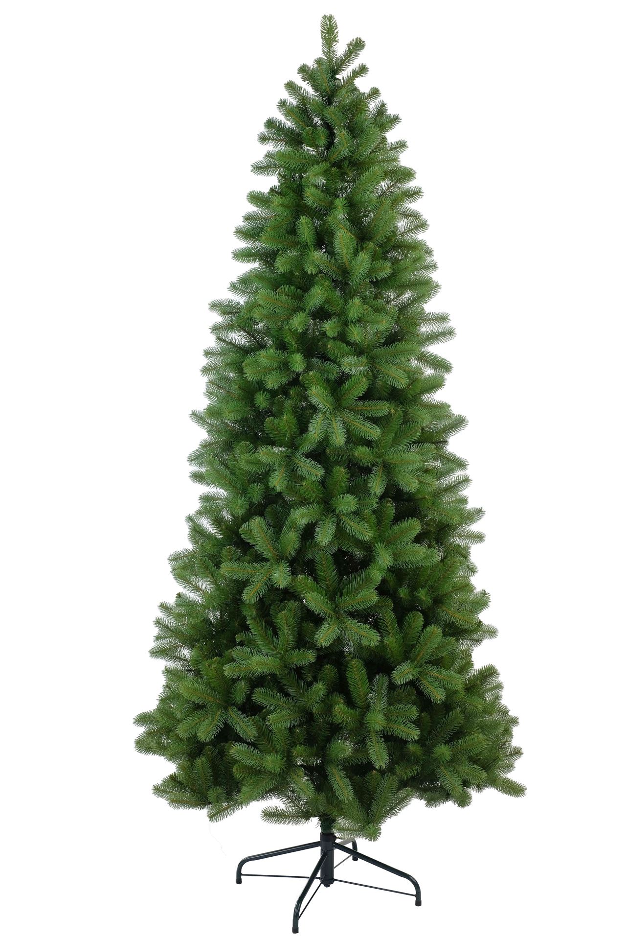 Bayberry kunstkerstboom smal - 213 cm - groen -Ø 107 cm - 1.058 tips - metalen voet afbeelding