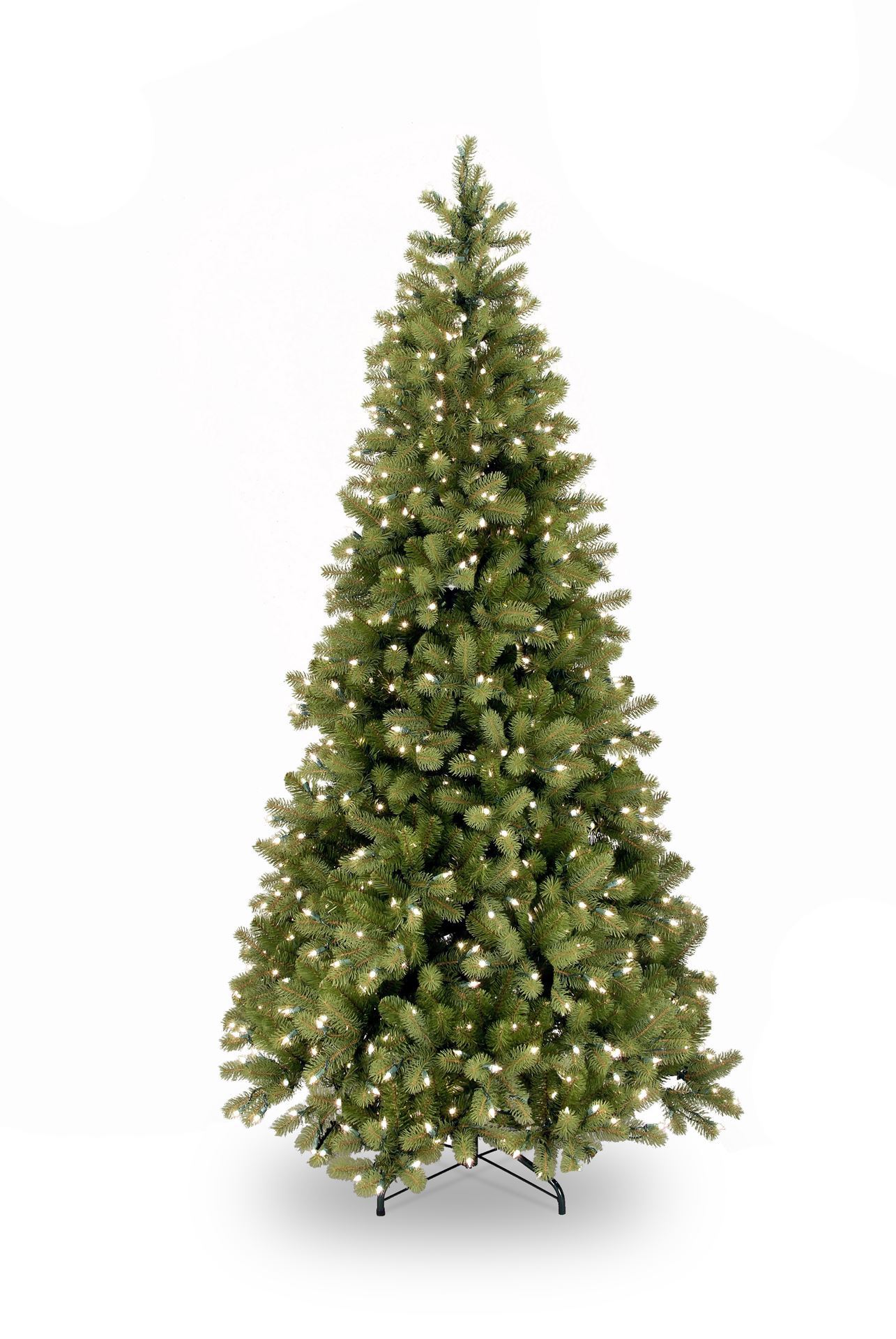 Poly Bayberry Slim verlichte kunstkerstboom - 198 cm - Groen - Diameter 99 cm - 920 tips - 400 ledlampjes (warm wit) - Metalen voet