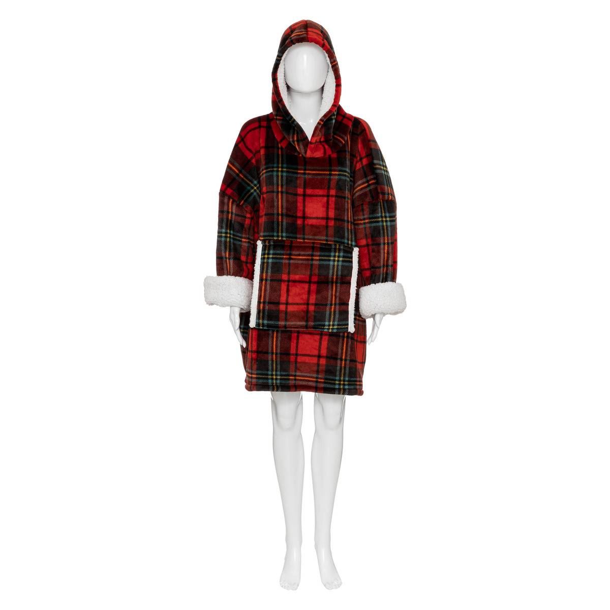 Atmosphera poncho plaid'Tartan'- Rood afbeelding