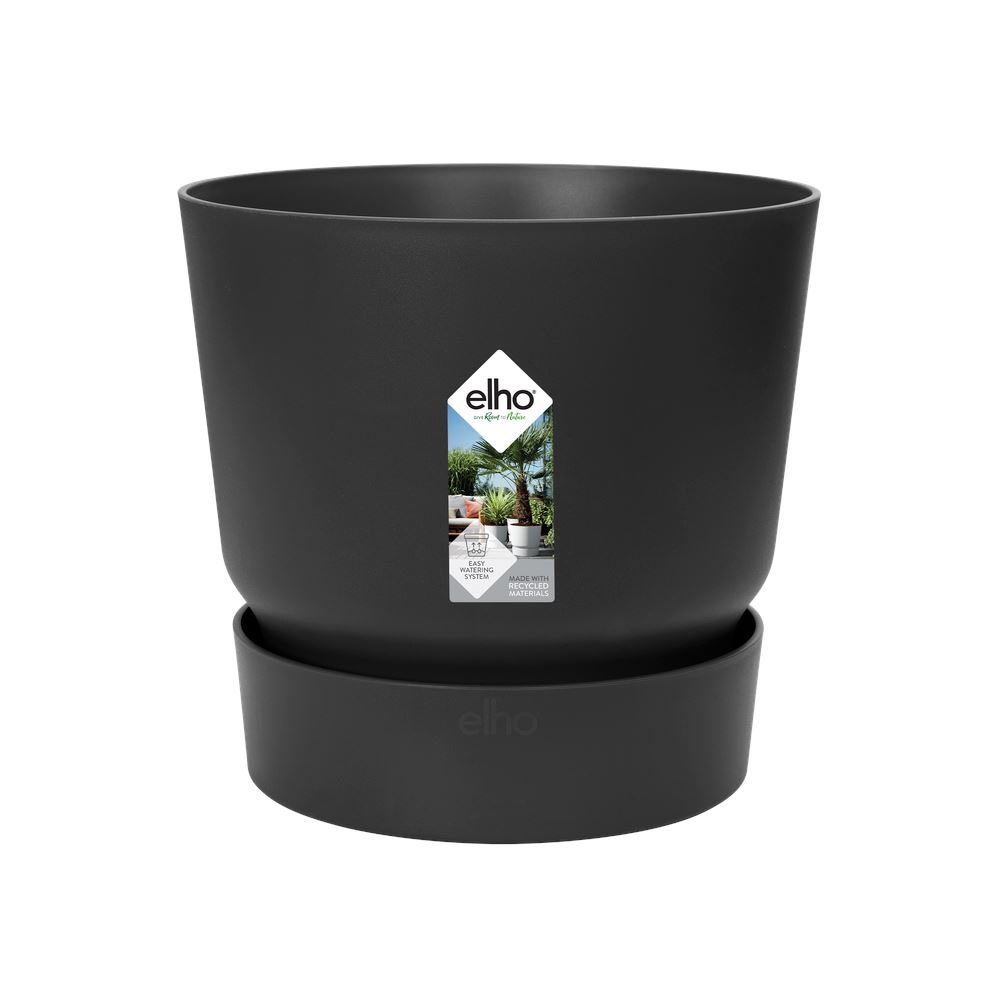 elho Greenville Round 40 - Living black (Zwart) -Ø 39 x H 37 cm - Ideaal voor buiten - 100% gerecycled afbeelding