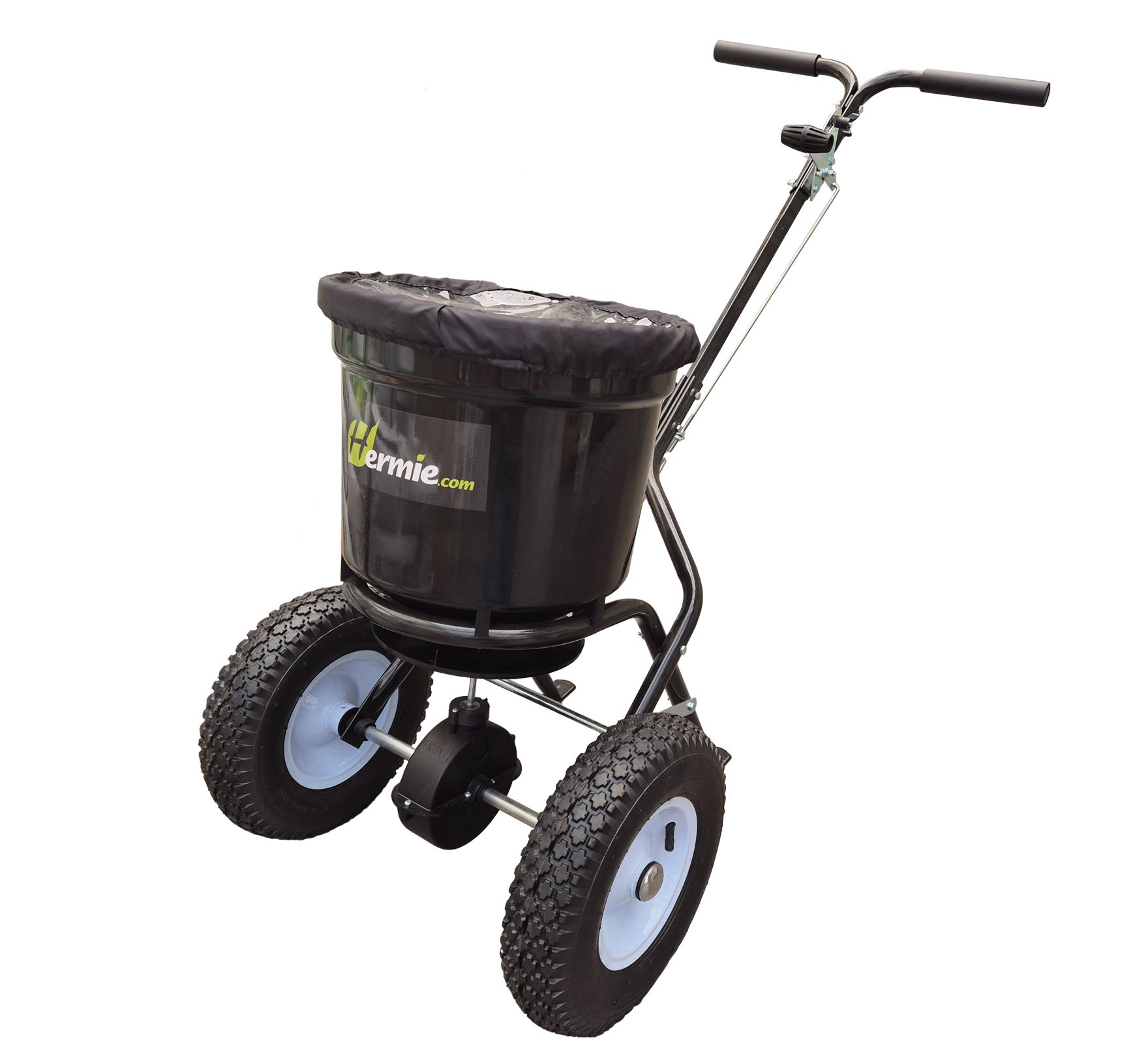 Professionele meststofstrooier Hermie 23 liter - inclusief scherm en regenhoes afbeelding