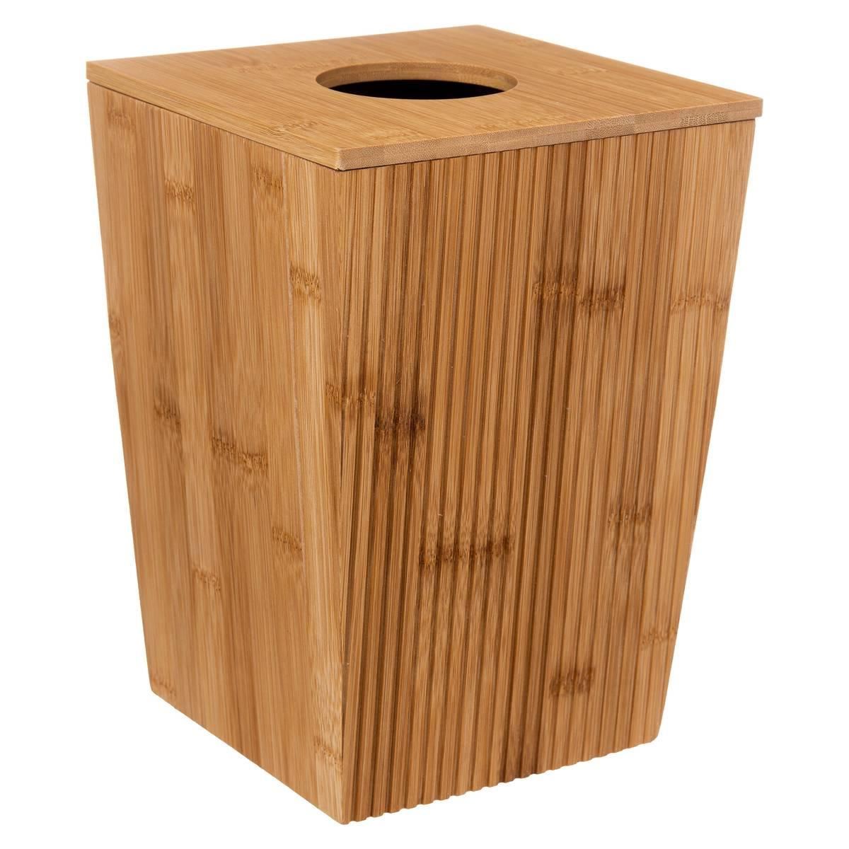 5Five Terre Inconnue Prullenbak - Bamboe - 6 Liter - 15,5 x 19,5 x 26,5 cm