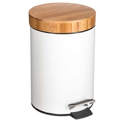 5Five pedaalemmer'Natureo'wit - 3L - 25 cm - Voor badkamer en toilet - Prullenbak afbeelding