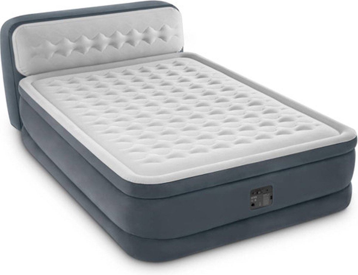 Intex Luchtbed Queen Ultra Plush met Headboard - 236x152x86 cm - Met ingebouwde pomp en reistas