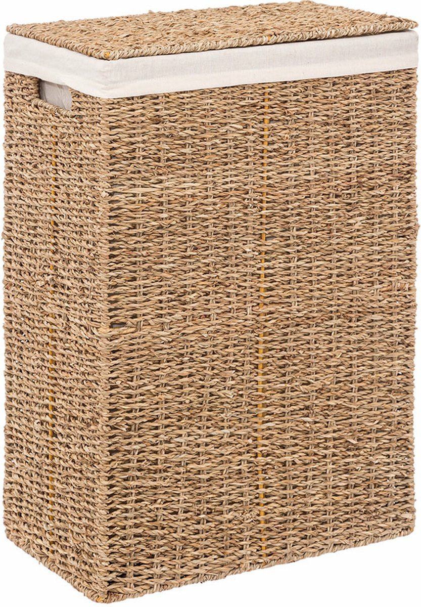 5Five compacte rieten wasmand met deksel 40L– Natuurlijk en functioneel ontwerp - L37 x B22 x H55 cm afbeelding