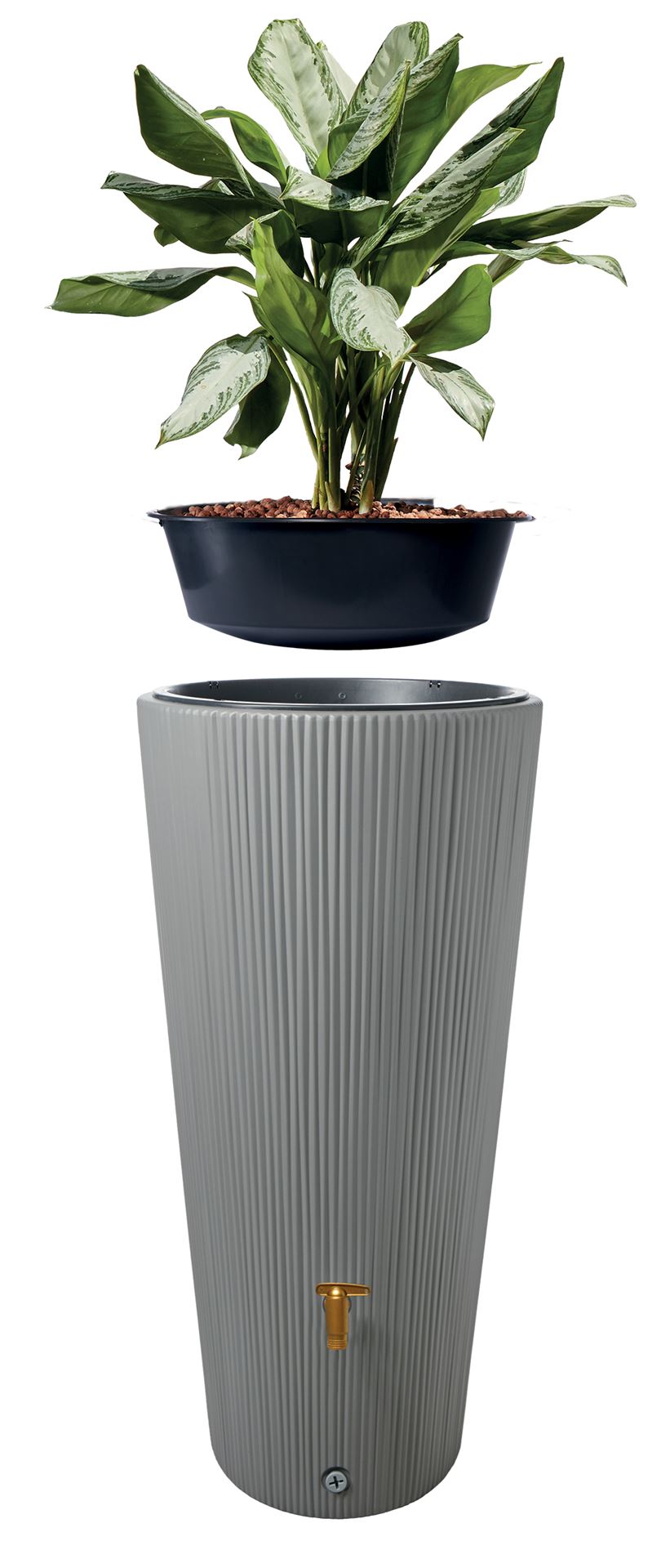 Garantia linus grijs - Regenton met plantenbak - 58x58x120cm - 220 liter afbeelding
