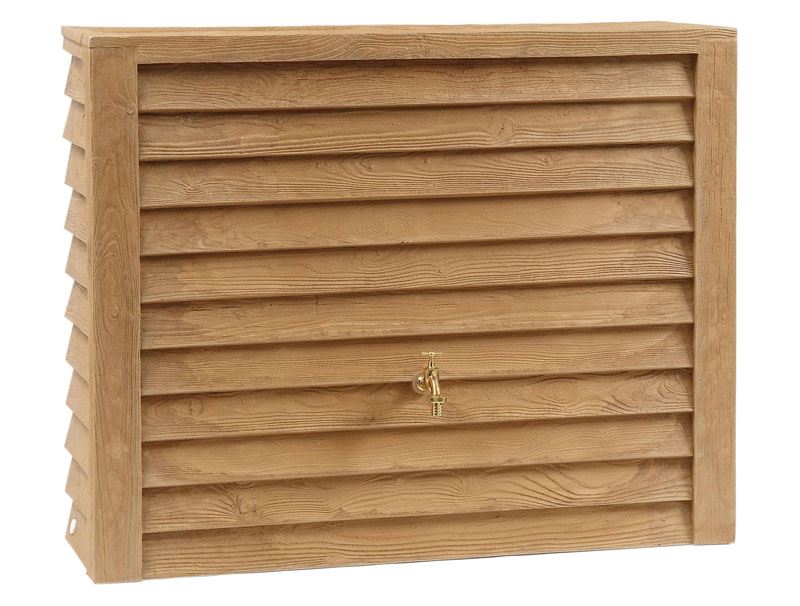 Garantia woody licht hout licht hout - Regenton muurmodel - 40x124x100cm - met kraantje - 350 liter