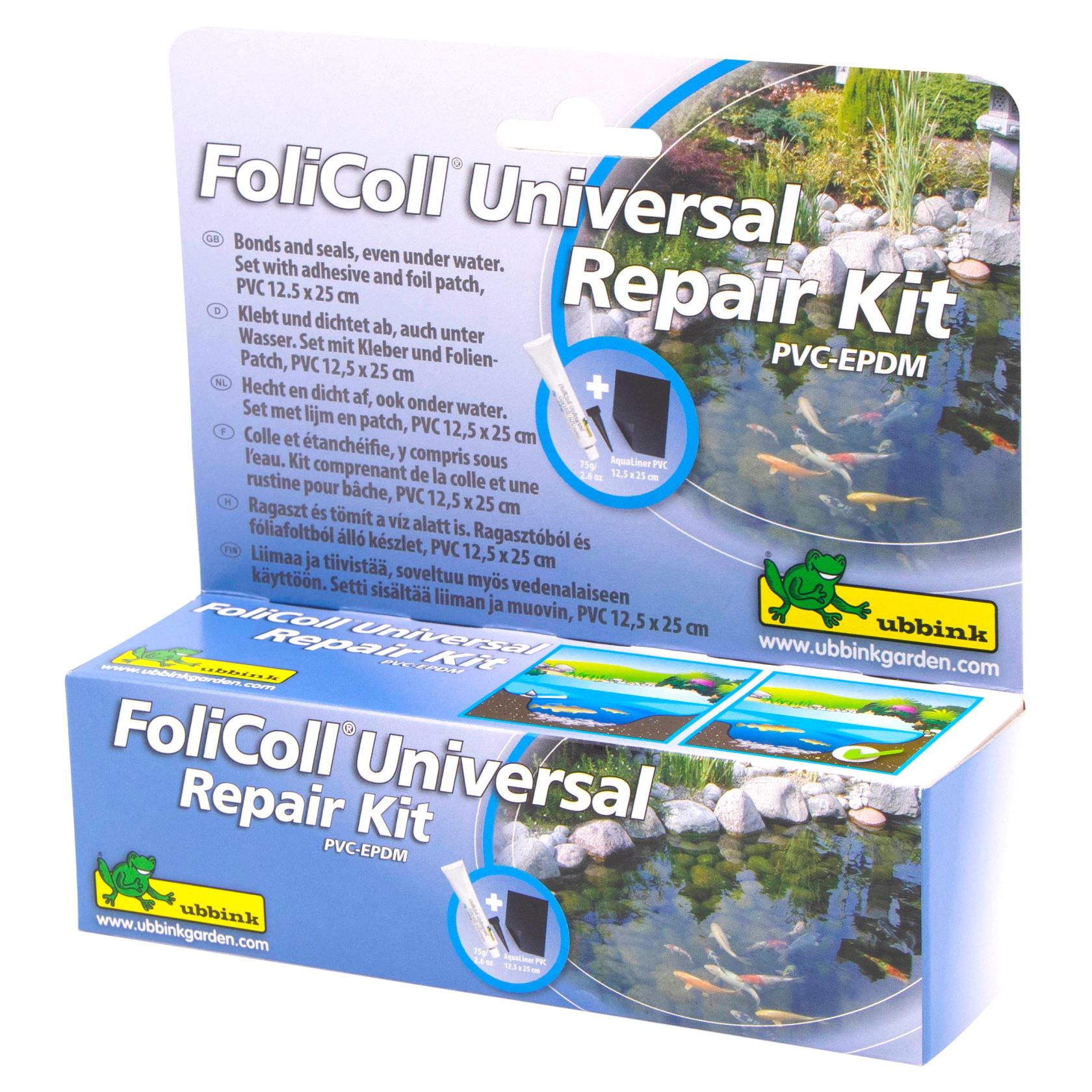 Ubbink reparatieset voor vijverfolie AquaLiner (PVC) - Lijmtube 75 gram, spatel en folie 12.5 x 25 cm afbeelding