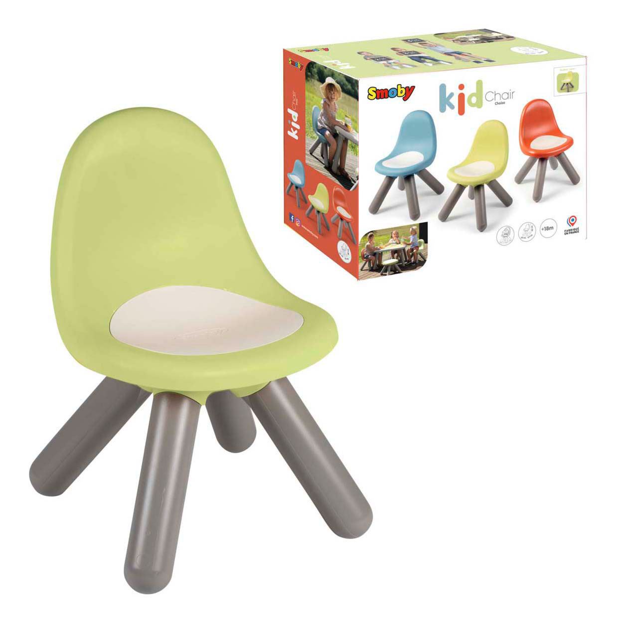 Smoby S.Life Kinderstoel - Groen - Ergonomisch&Duurzaam - Voor Binnen&Buiten afbeelding