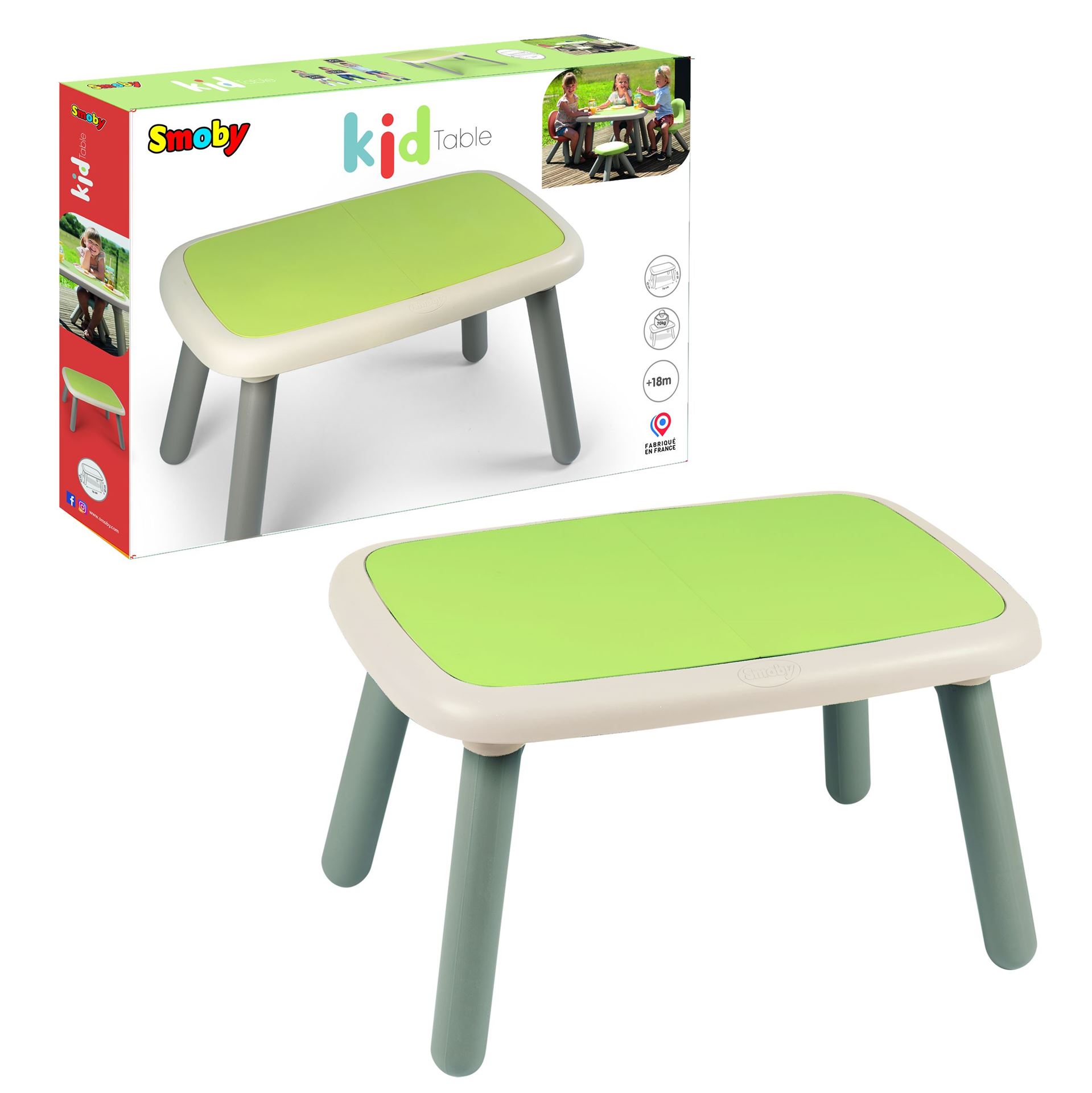 Smoby S.Life Kindertafel - Groen&Beige - Robuust&Ruim - Voor Binnen&Buiten afbeelding