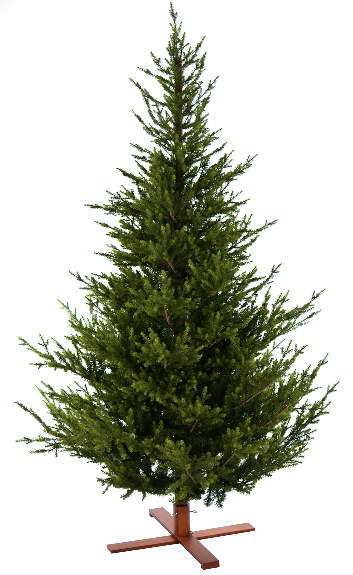 Sami Mountain Spruce Wood kunstkerstboom - 183 cm - Donkergroen -Ø124 cm - 3088 tips - Houten voet afbeelding