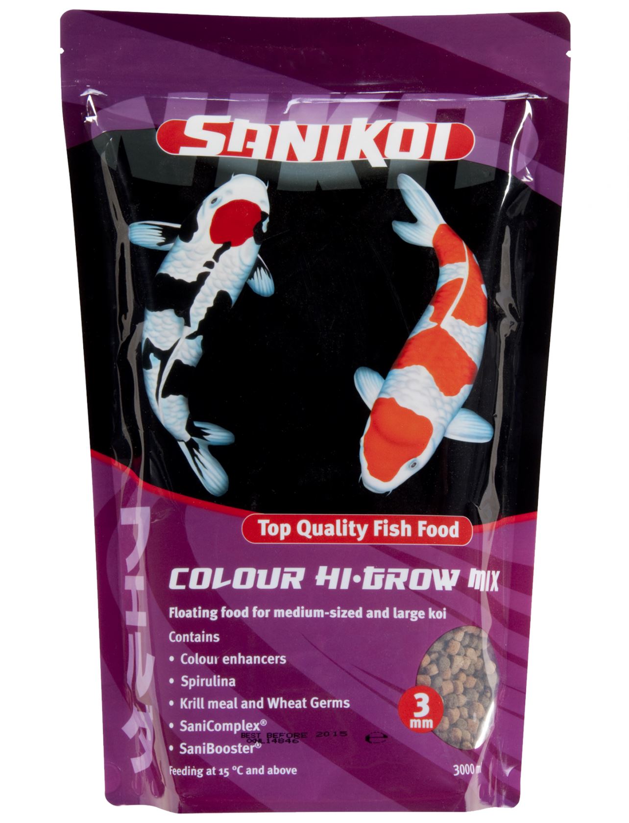 SaniKoi Colour Hi-Grow 3mm 3000ml - natuurlijke kleuren door Astaxanthine en Spirulina afbeelding