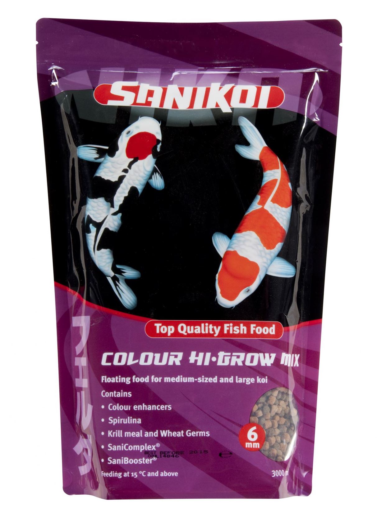 SaniKoi Colour Hi-Grow 6mm 3000ml - natuurlijke kleuren door Astaxanthine en Spirulina afbeelding