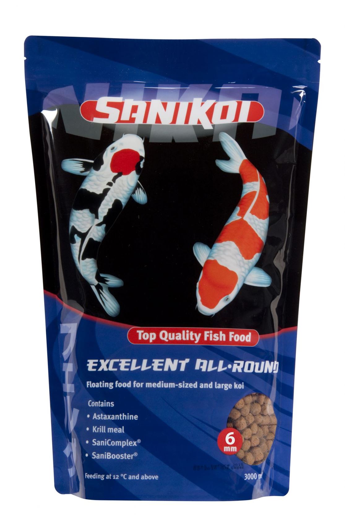 SaniKoi Exl. All Round 6mm 3000ml - voer voor excellente groei en natuurlijke kleuren afbeelding