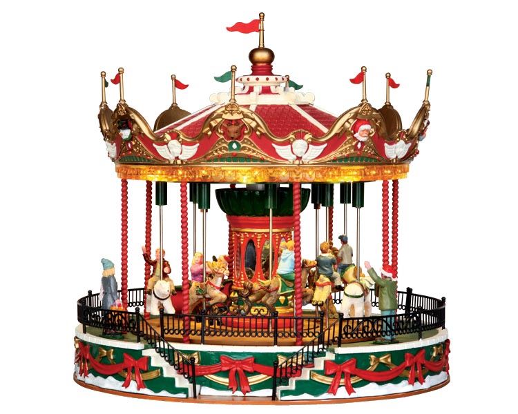 Lemax - 'Santa Carousel' - Verlichte attractie met animatie & muziek/geluid - Inlclusief adapter