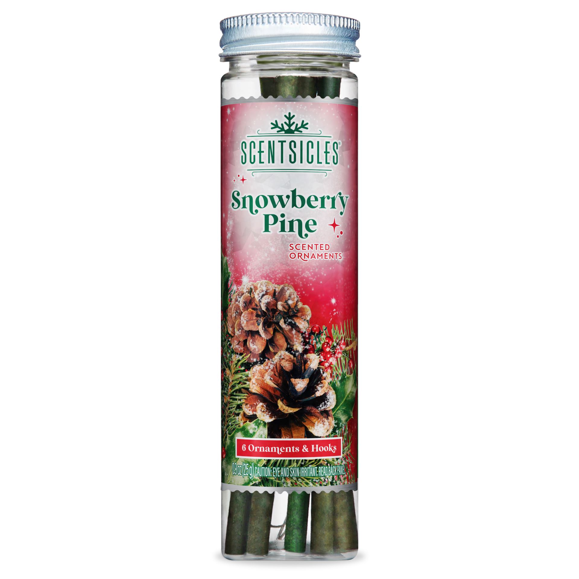 Scentsicles kerstornament geurstokjes - Snowberry Pine - 6 stuks afbeelding