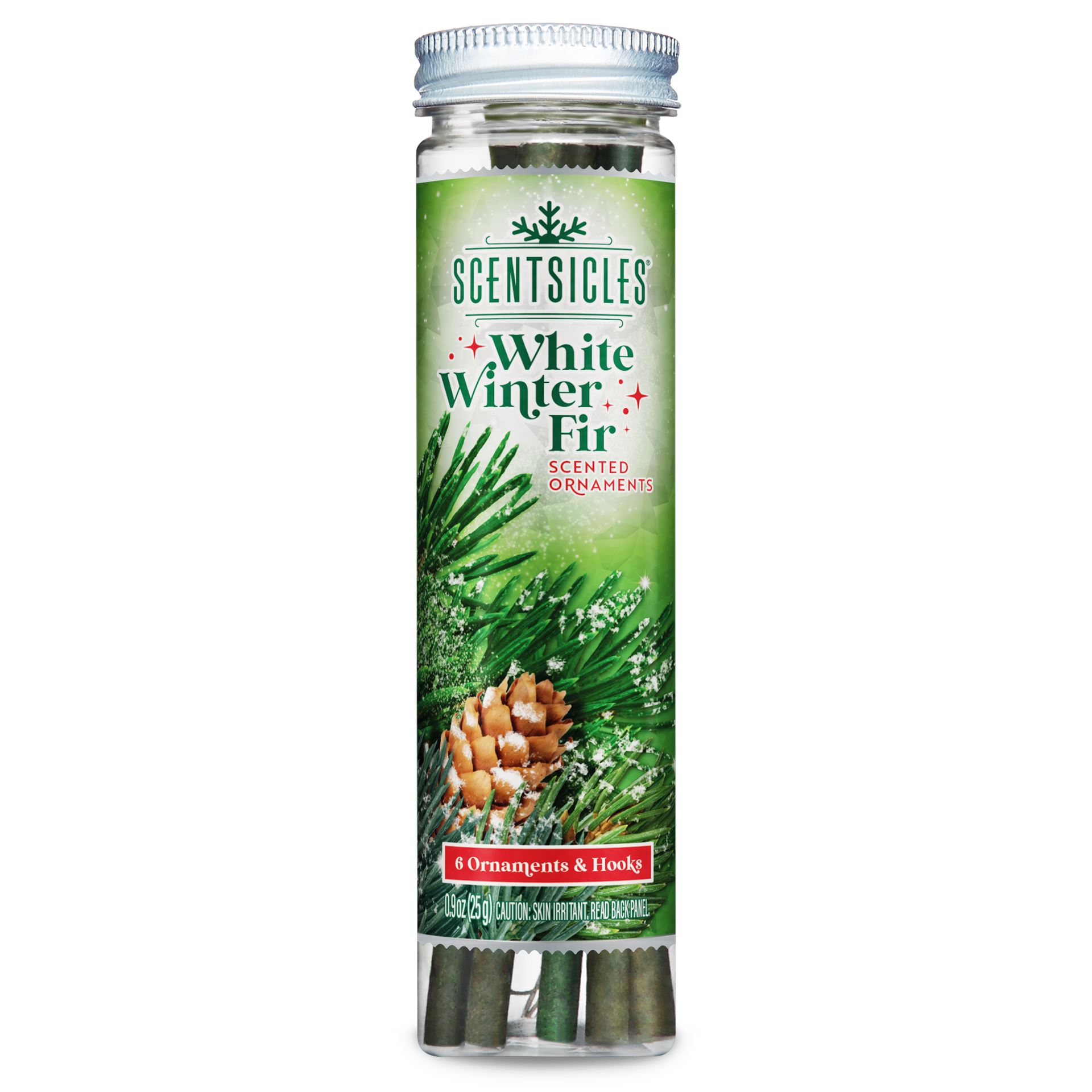 Scentsicles kerstornament geurstokjes - White Winter Fir - 6 stuks