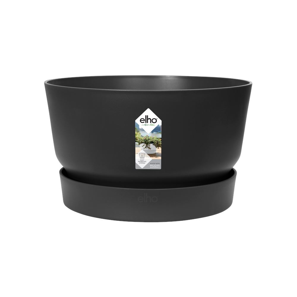 elho Greenville Bowl 33 - Living black (Zwart) -Ø 33 x H 19 cm - Ideaal voor buiten - 100% gerecycled afbeelding