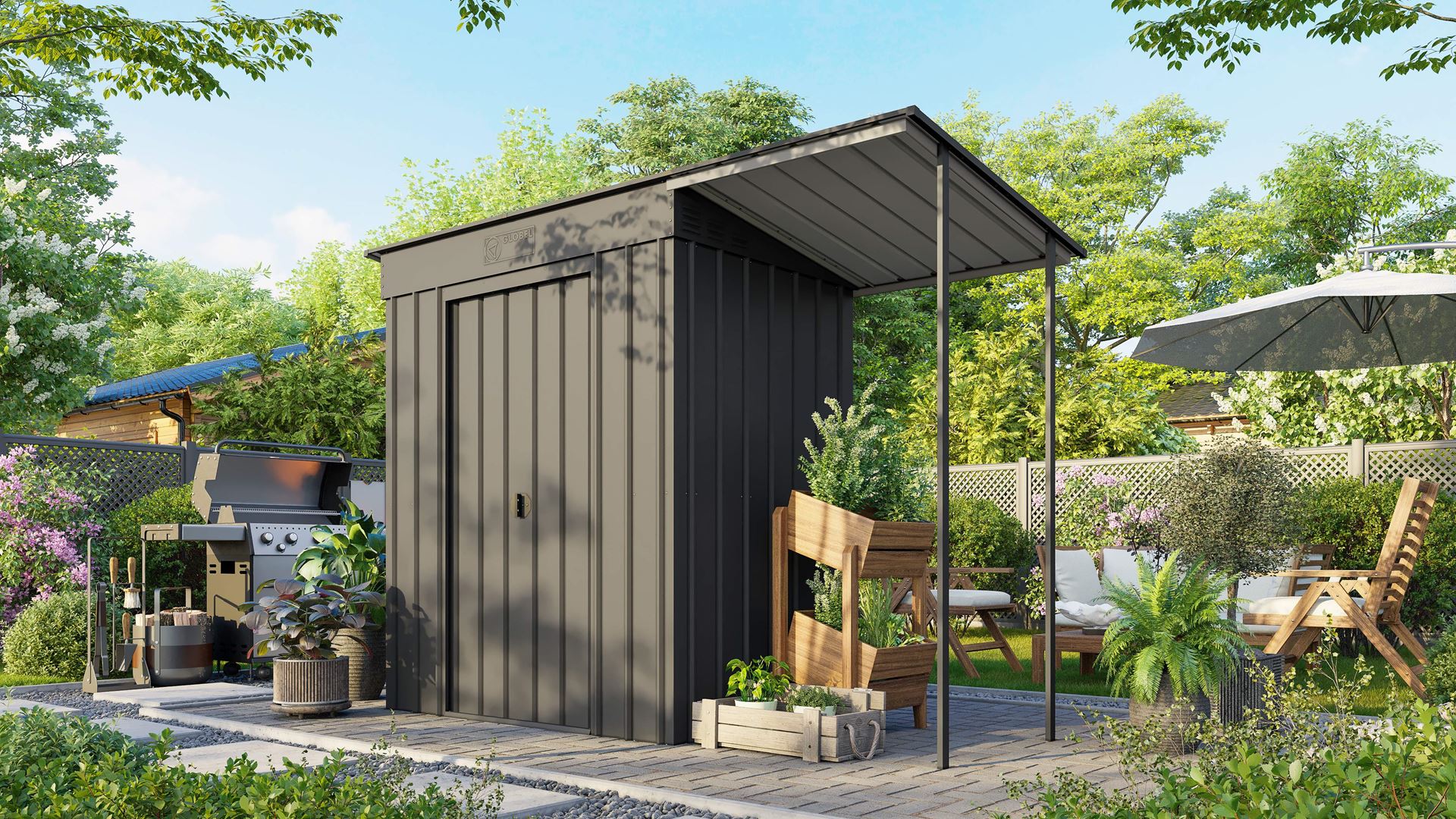 Vitavia Skillion 64 schuin dak - Antraciet - Inclusief uitbreiding plat dak afbeelding