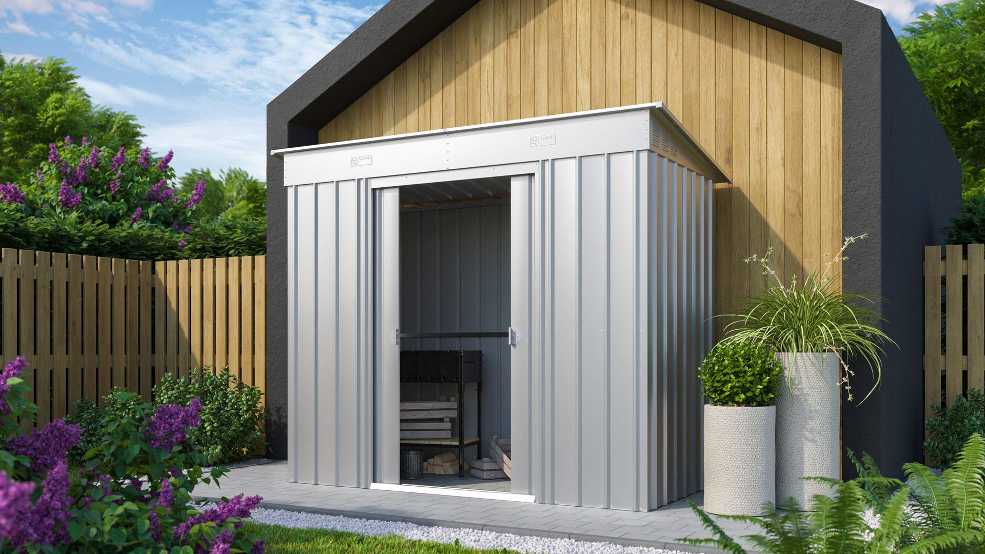 Vitavia Schuin dak Skillion 84 - zilver metallic - Tuinberging metaal - L234 x 113 x 199 cm afbeelding
