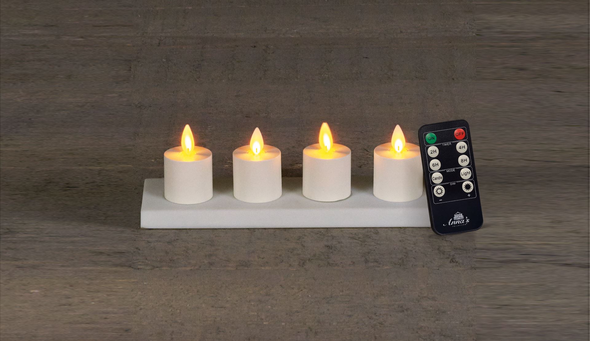 Anna's Collection - Oplaadbare led theelichtjes - wit - H6 xØ3,8 cm - set van 4 stuks - met afstandsbediening afbeelding