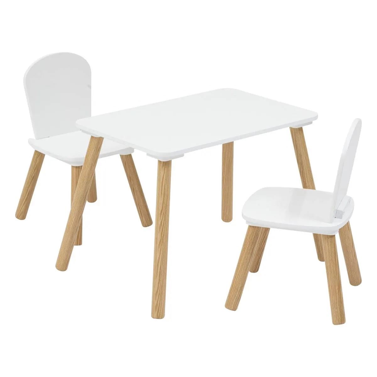 Atmosphera Kids Set– Rechthoekige Tafel + 2 Stoelen – Wit – 58x38x43 cm – Kinderkamer/Speelruimte afbeelding