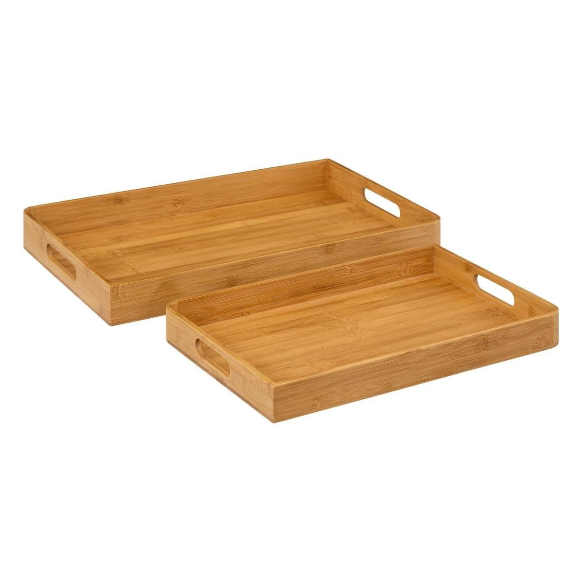 5Five Bamboe Dienbladen Set - 2 Stuks - 46x30 cm & 38x26 cm - Lichtbruin