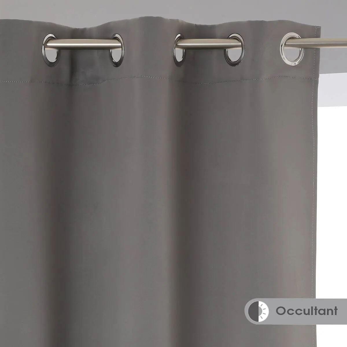 Atmosphera Verduisterende Gordijnen Set 2x B135xL240 cm - Grijs - Met Ringen - Kant-en-Klaar afbeelding