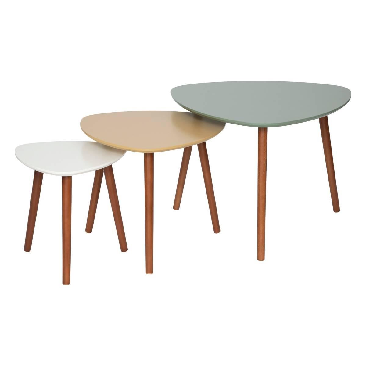 Atmosphera Miléo Bijzettafels - Set van 3 - Botanisch Design - Hout