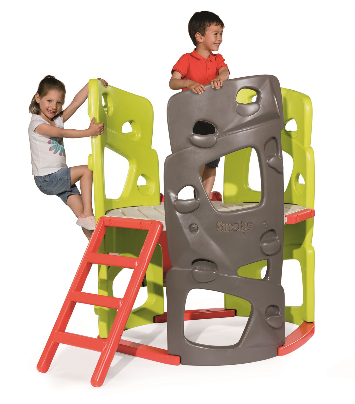 Smoby klimtoren met ladder, klimmuren en glijbaan 150 cm - perfect voor de kleine avonturier! afbeelding