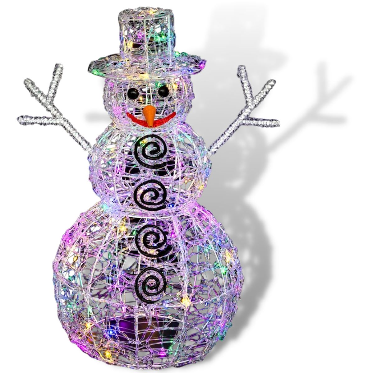Fééric Lights and Christmas - verlichte 3D-sneeuwpop - Diameter 36 x H57 cm - 100 gekleurde ledlampjes - 8 functies afbeelding