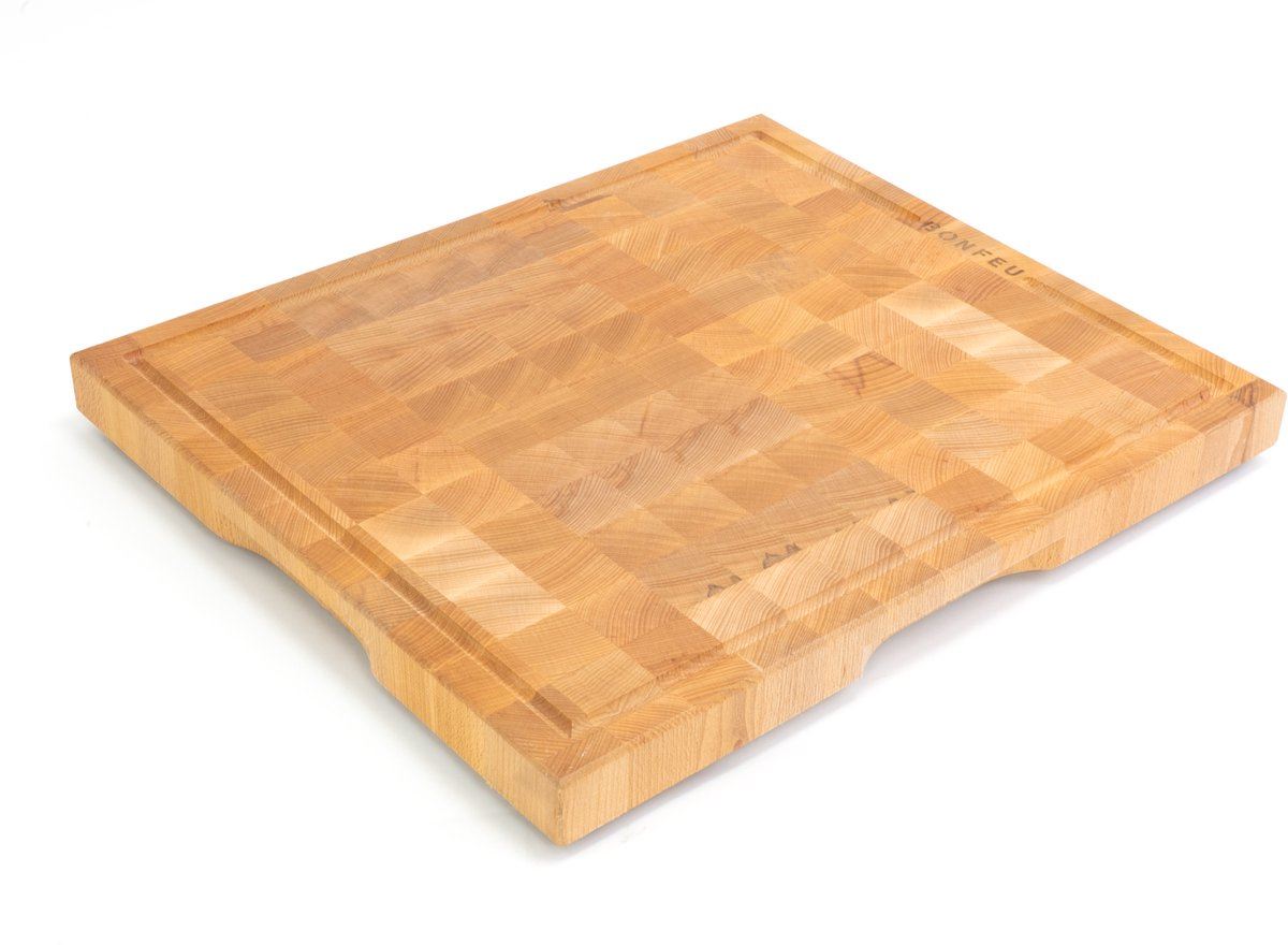 BonFeu BonButcher Block Snijplank Large - Massief Hout - 52x45x5 cm - Met Antislip