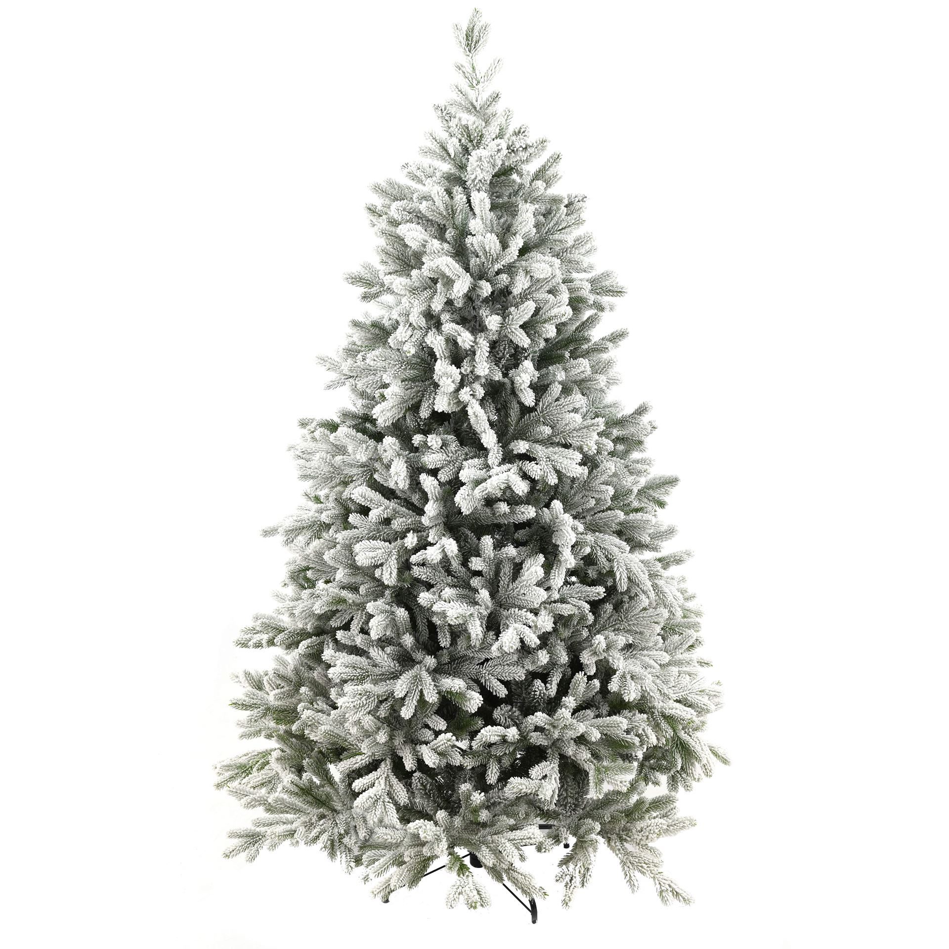 Snowy Hamilton Hinged kunstkerstboom - 183 cm - Wit geflockt donkergroen -Ø117 cm - 2585 tips - Besneeuwd/Frosted - Metalen voet afbeelding