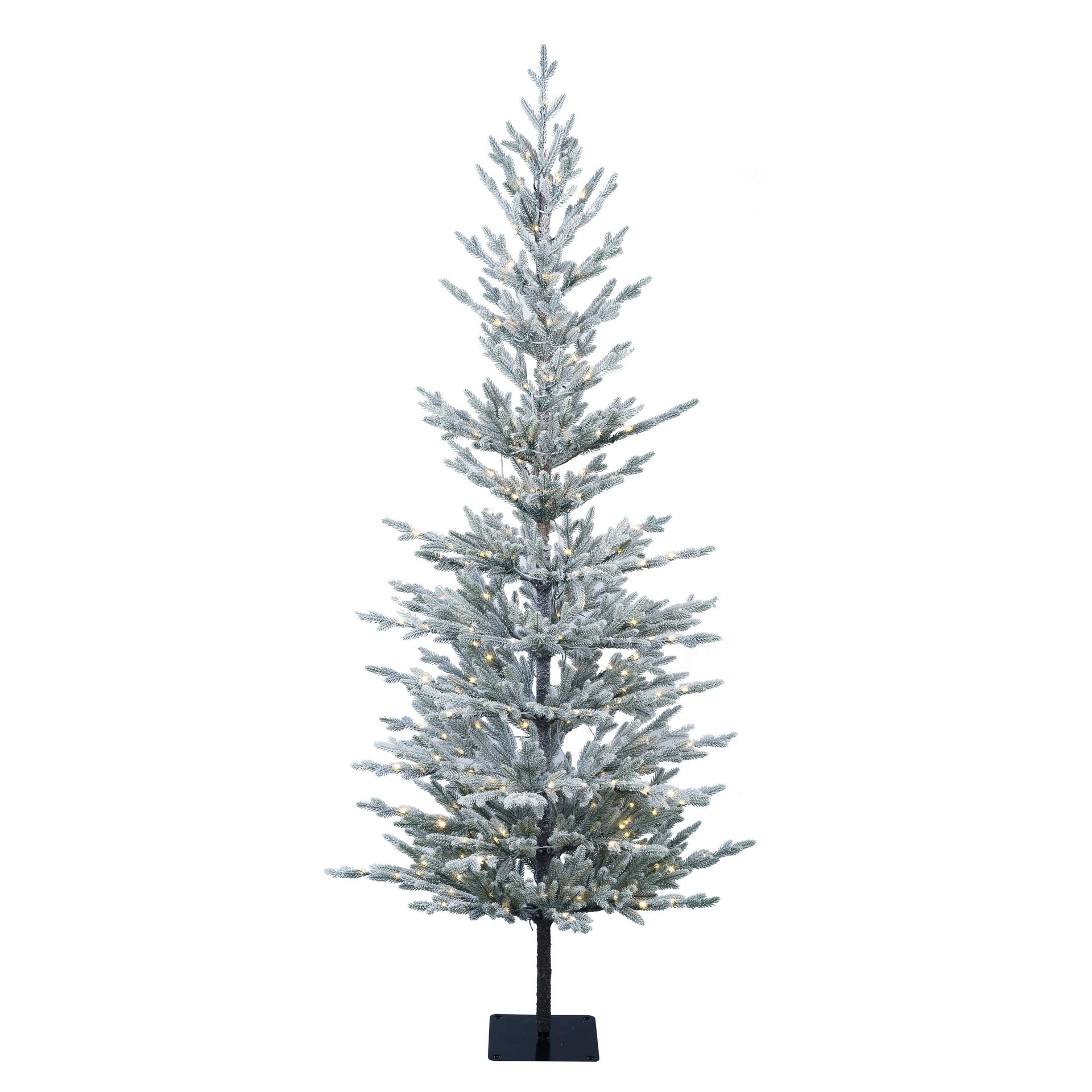Snowy Jersey verlichte kunstkerstboom - 180 cm - Wit geflockt - Diameter 70 cm - 1470 tips - 200 ledlampjes (warm wit) - Besneeuwd/Frosted afbeelding