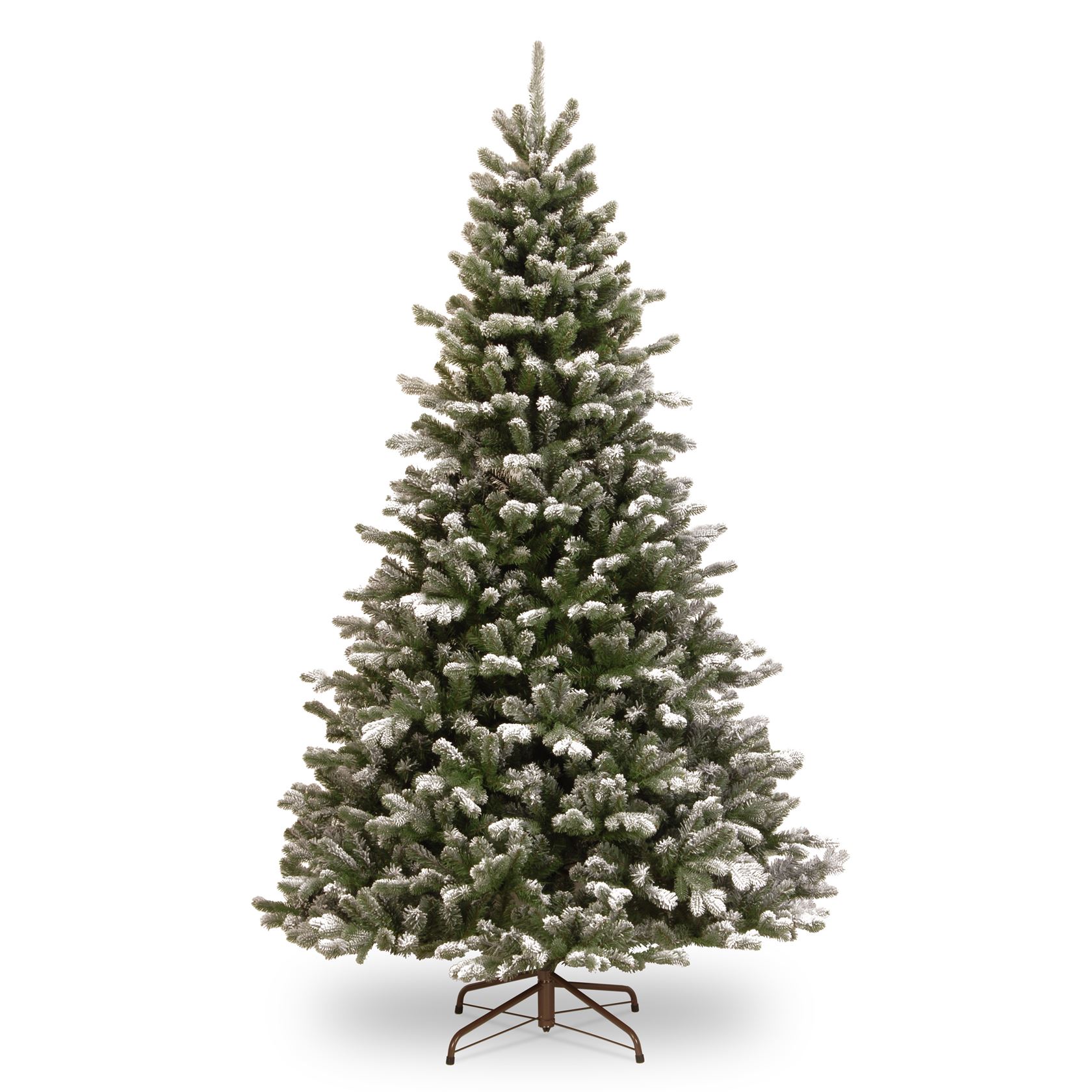 Snowy Sheffield kunstkerstboom - 228 cm - groen -Ø 145 cm - 2.610 tips - besneeuwd - metalen voet afbeelding