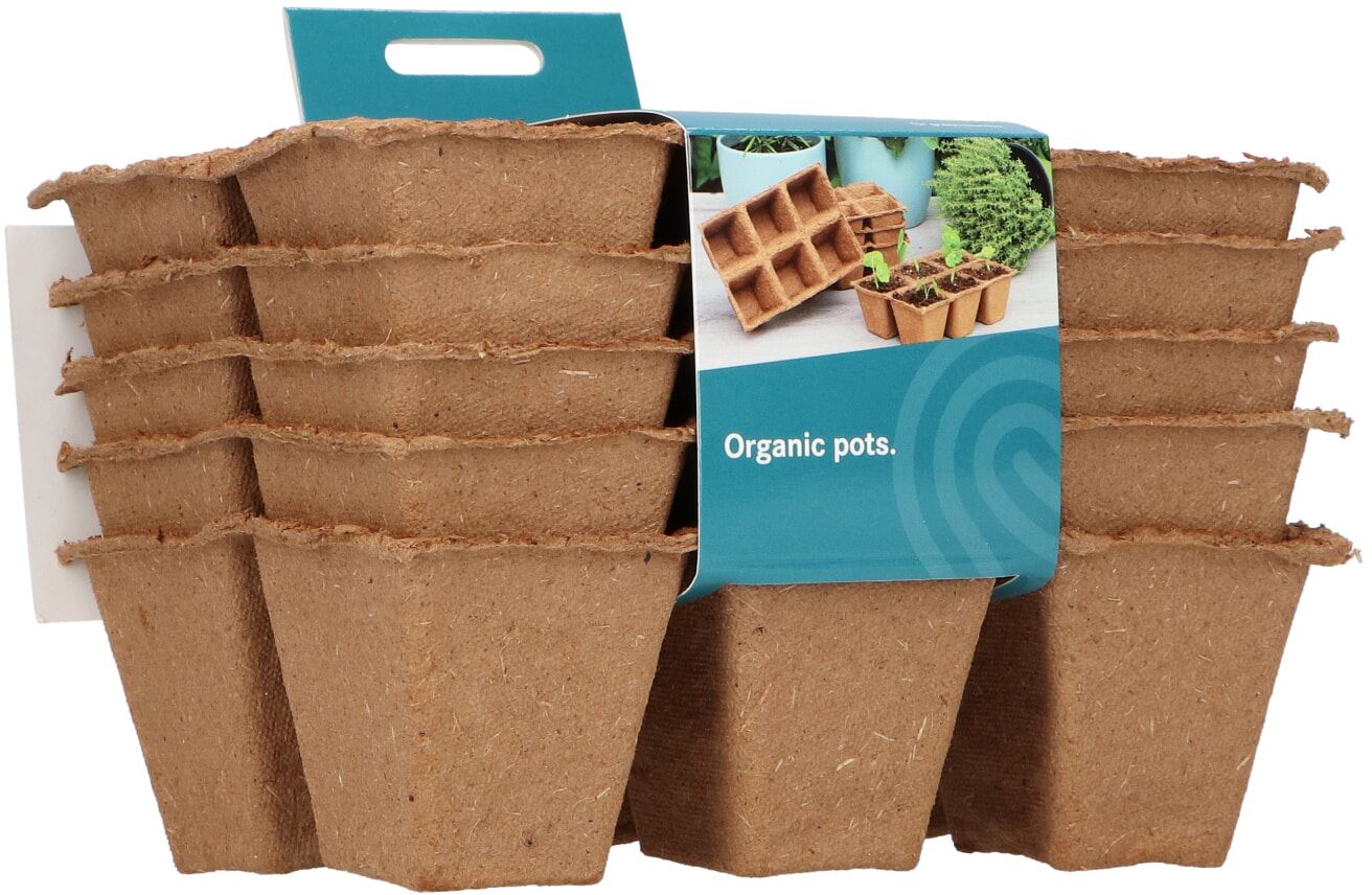 SOGO biologische turfpotjes vierkant - 6cm x 6cm - 5 stuks afbeelding