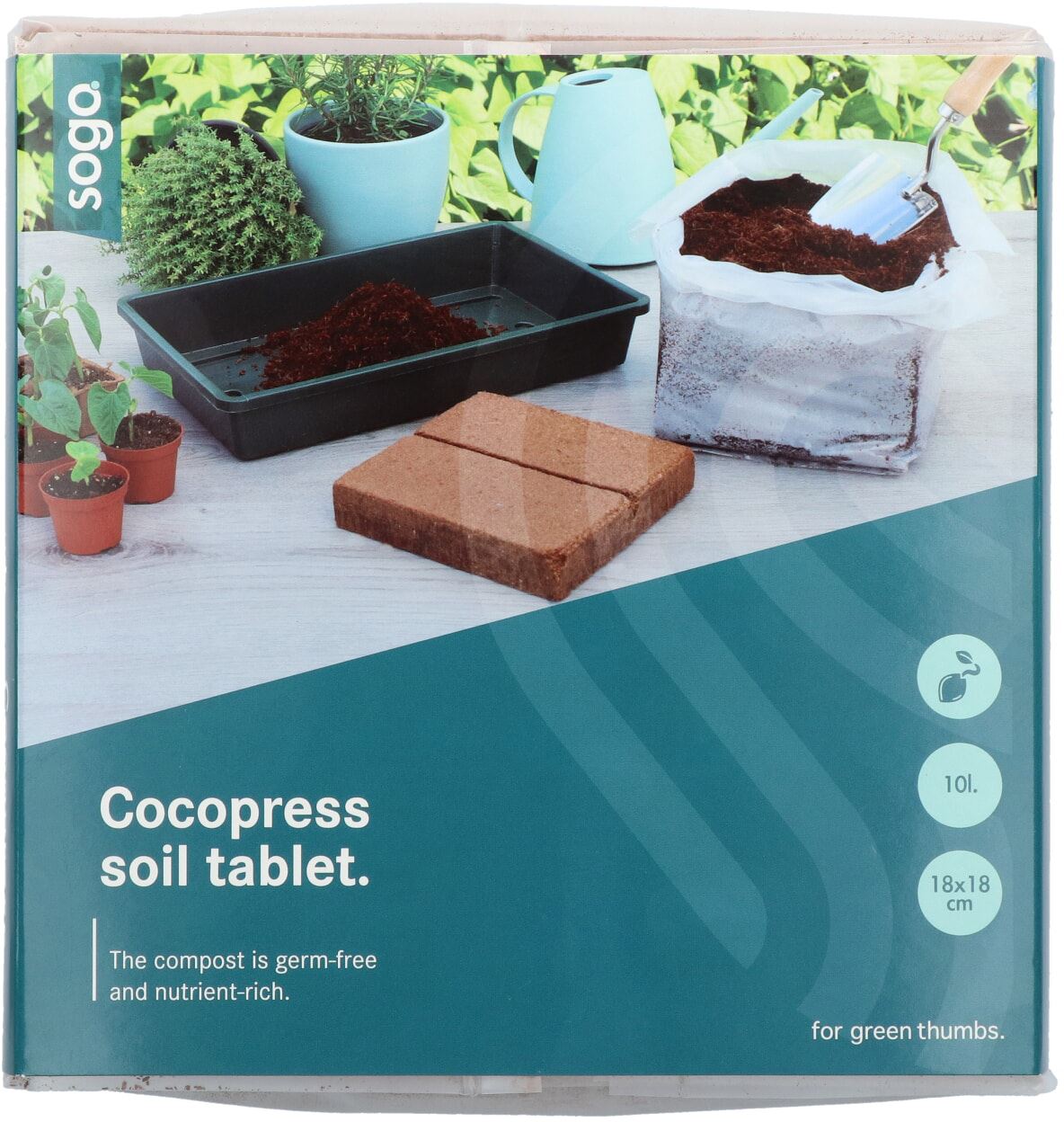 SOGO cocopress tablet - 10 liter - 18cm x 18cm afbeelding